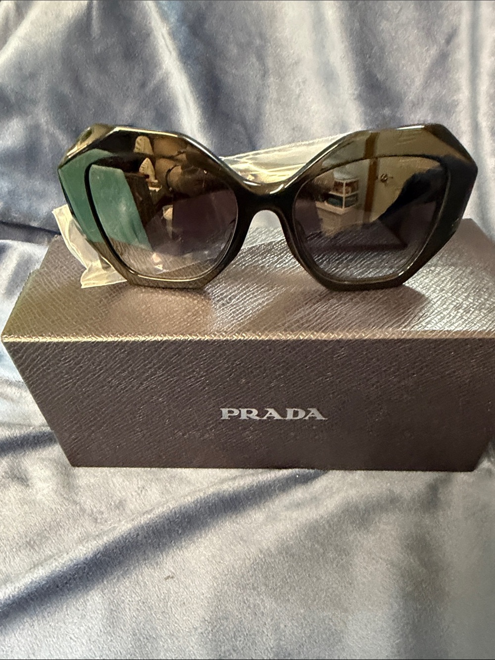 Prada Black Oversized Geometric Frame Sunglasses